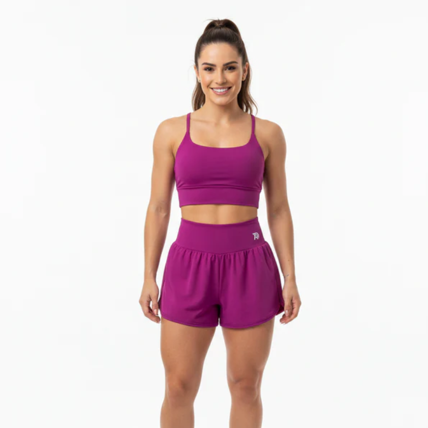 Kit 3 Conjunto Short Duplo + Top com Bojo Removível