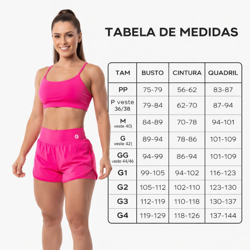 Kit 3 Conjunto Short Duplo + Top com Bojo Removível